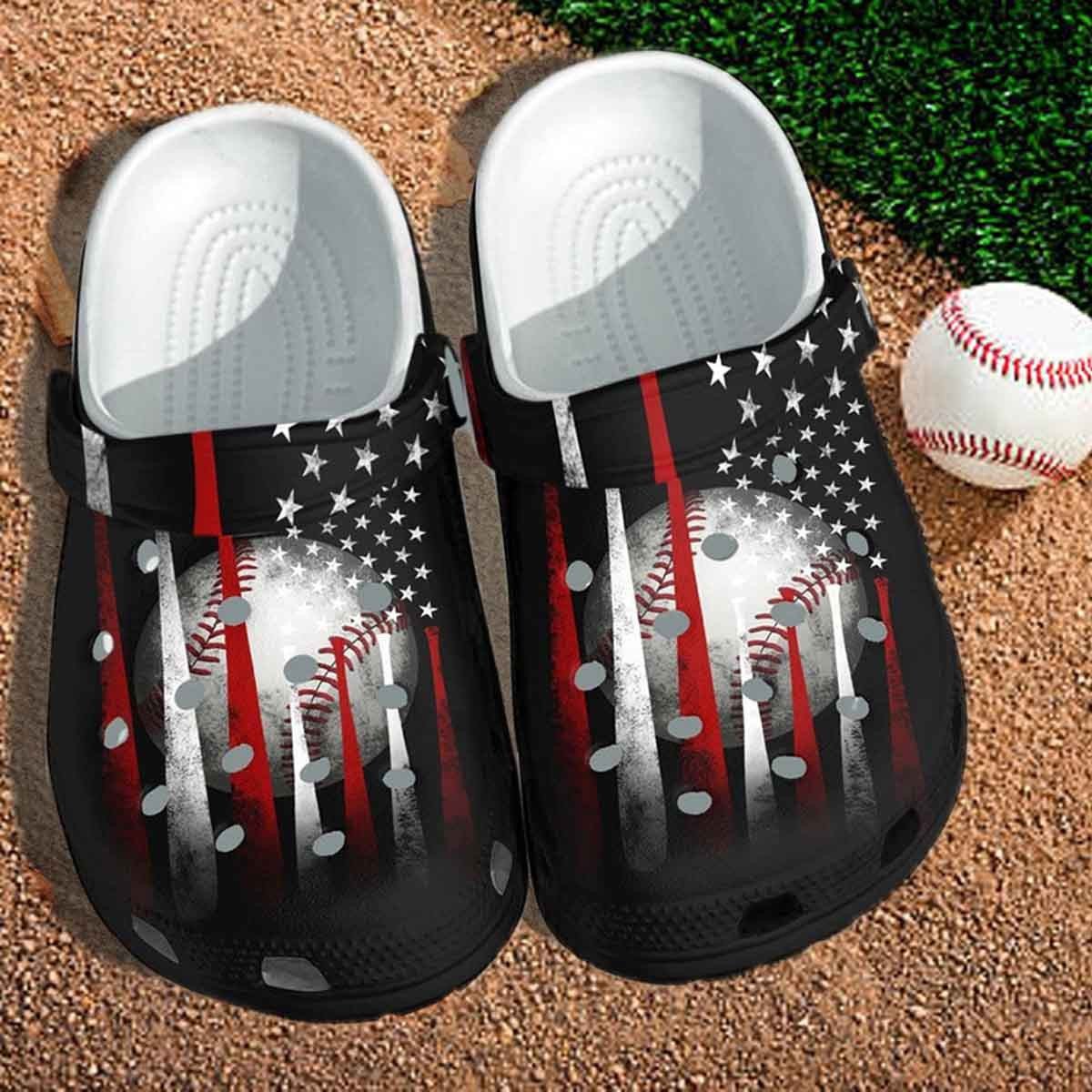 Baseball Bat America Flag Custom Crocs Clogs Gifts For Son Daughter ...