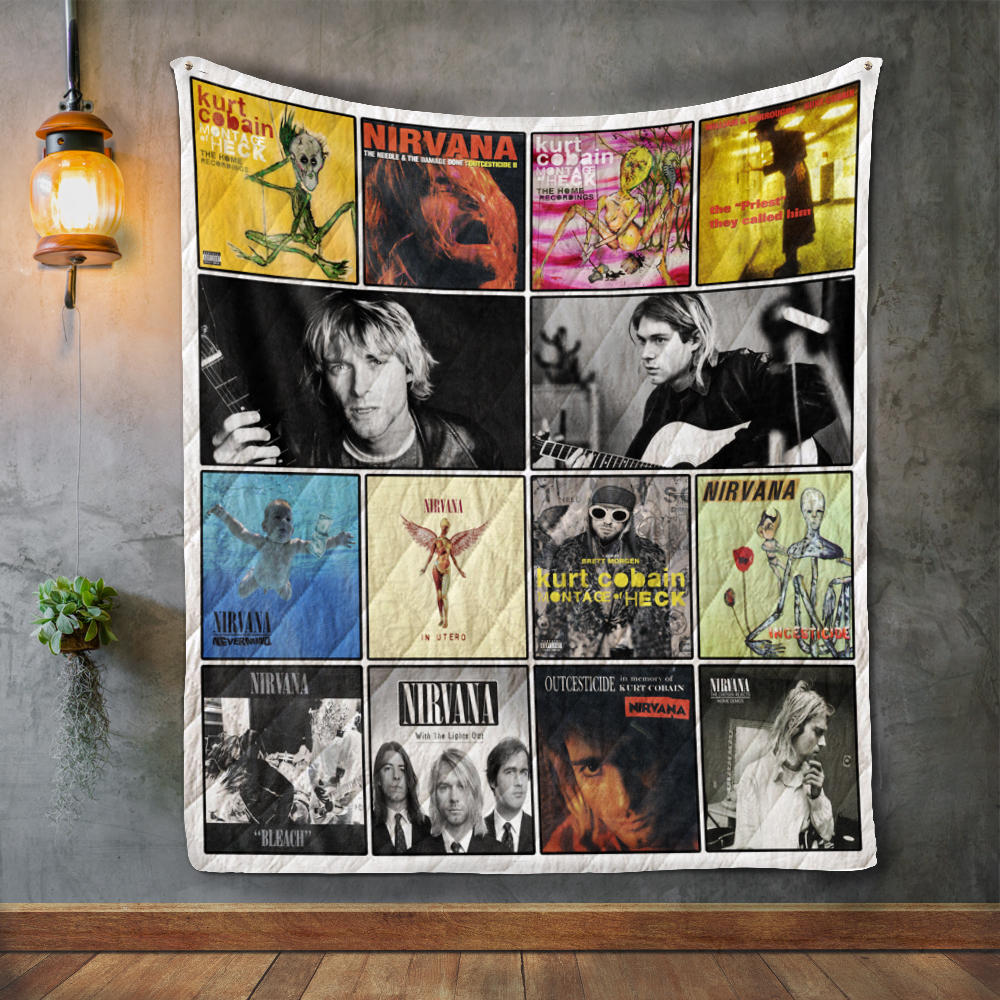 Kurt Cobain Album Covers Quilt Blanket - TrendyHeat