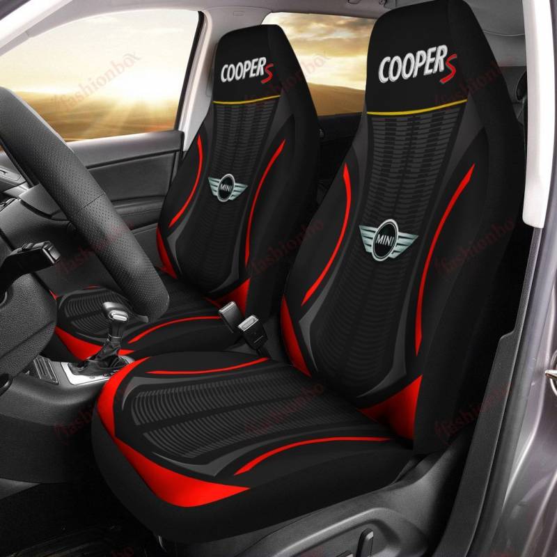Mini Cooper DVT Car Seat Cover (Set of 2) Ver 1 (BlackRed) TrendyHeat