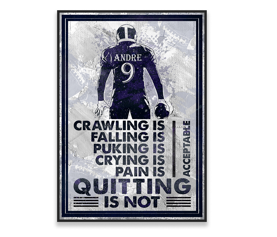 American Football Crawling Is Acceptable Custom Poster Custom Name Football WallArt
