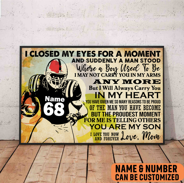 American Football Poster Meaningful Letter From Mom To Son Wall Art