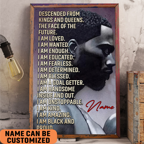Black King Poster Black Art Affirmations Men Self-Care Gift African Husband Afro Son