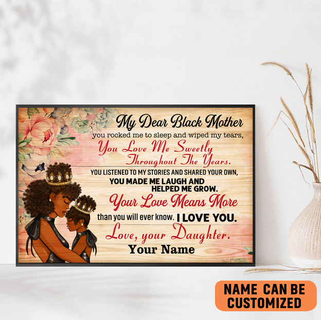 Black Mom Poster Best Gift For Mother' Day, Personalized To My Queen And Princess