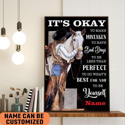 Cowgirl Poster - Inspirational It's Okay To Not Be Okay Quote Wall Art