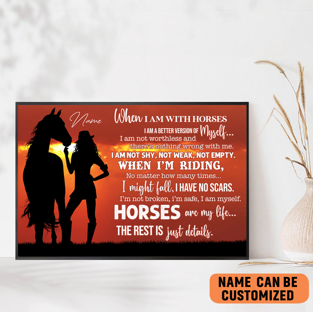 Cowgirl Riding Horse Poster - I Am A Better Version Of Myself Custom Wall Art