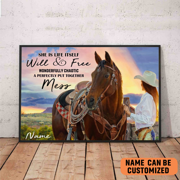 Cowgirl She Is Life Poster Horse Riding Wall Art Cowgirl Cowboy Gift Poster