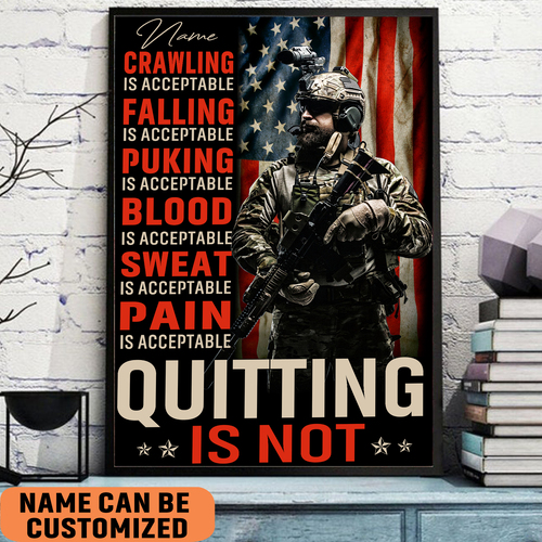 Crawling, Falling Is Acceptable Quitting Is Not American Veteran Poster Independence Gift 1 crawling falling is acceptable quitting is not american veteran poster independence gift epuvt