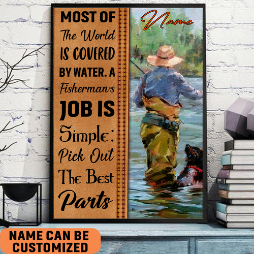 Customized Motivated Fishing Poster Fisherman Painting Artwork Gift