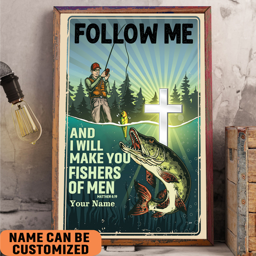 follow me and ill make you fishers of men poster lake life bass fishing lover wall art k8thb