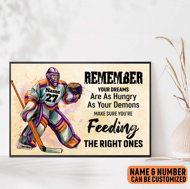 Ice Hockey Player Remember Poster - Personalized Wall Art For Son Dad Brother