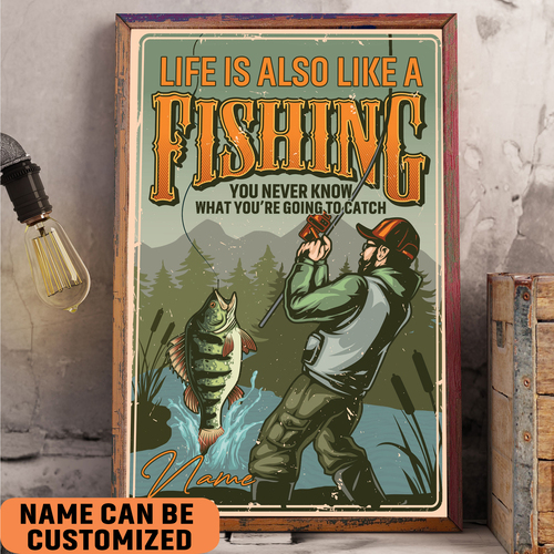 life is also like fishing vintage poster gift for fishermen fishing lover ctr9z