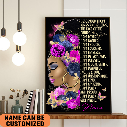 Personalized Black Girl Magic Poster- African American Girl Wall Art 1 personalized black girl magic poster african american girl wall art nyjko