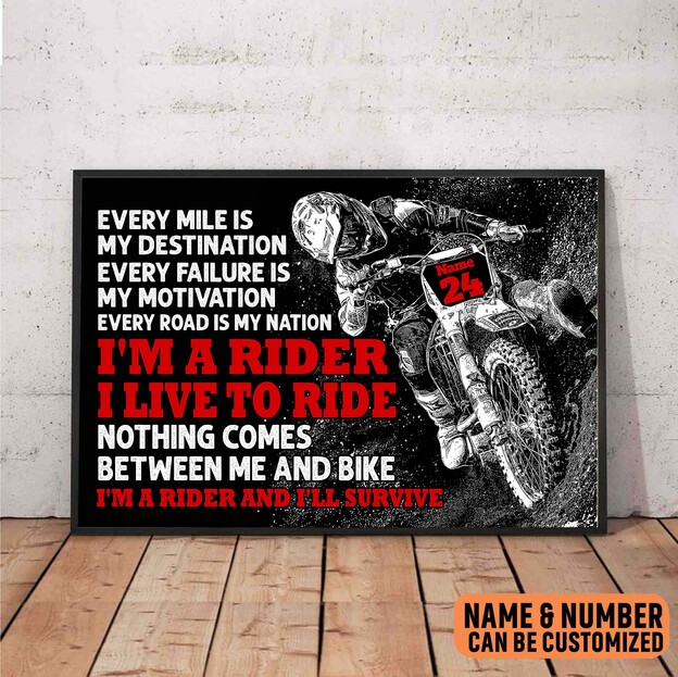 personalized every mile is my destination motocross poster gift for motocross rider mw8kq