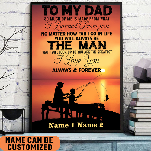 Personalized Fishing Dad Poster, Loving Letter Dad & Son Fishing Lover Wall Art Gift 1 personalized fishing dad poster loving letter dad son fishing lover wall art gift