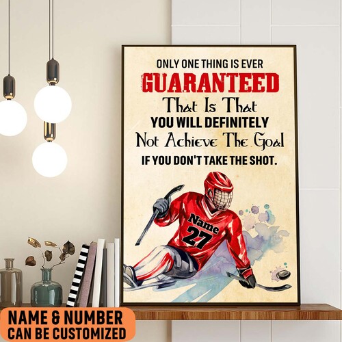 Personalized For Ice Hockey Players Poster- Back Hockey Player Wall Art Gift