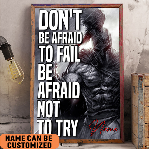 spartan dont be afraid to fail be afraid not to try poster personalized inspirational wall art jyrcc