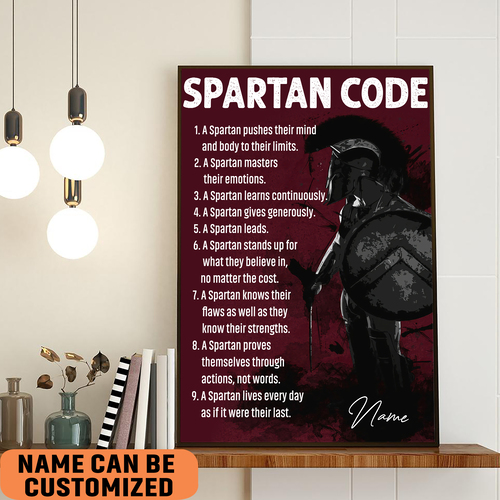 spartan warrior code poster ancient roman spartan motivational wall art army soldiers dad gift sez9e
