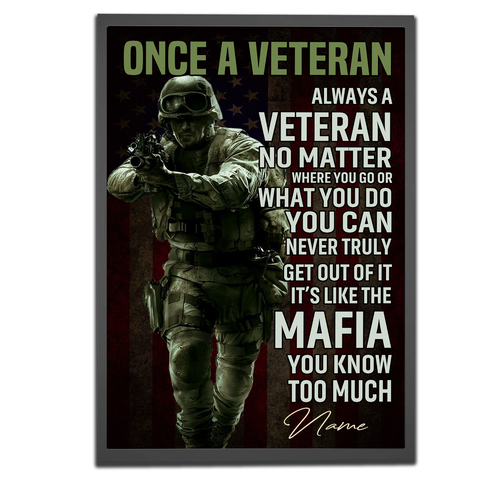 Veteran With Brave Heart Poster Once A Veteran Always A Veteran Poster Gift For Retierd Army Dad