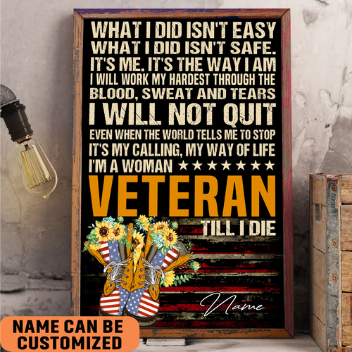 women veterans never quit poster gift for army retired mom soldiers sister niece